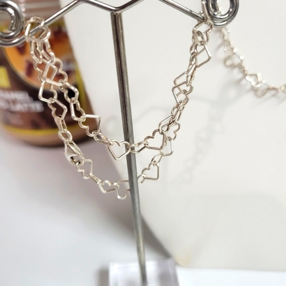 2pc ITALY 925 HEART LINK NECKLACE & BRACELET SET milor - Picture 5 of 11